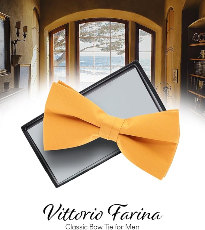 Vittorio Farina Men's Satin Bow Tie in Gift Box - Hot Pink - Bow Tie - Vittorio Farina