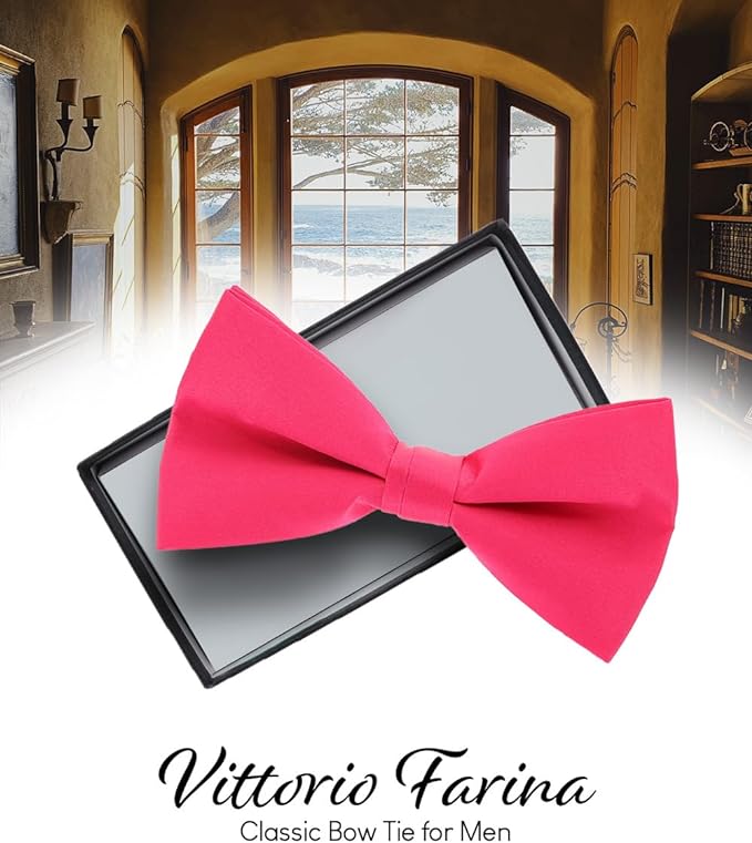 Vittorio Farina Men's Satin Bow Tie in Gift Box - Ivory - Bow Tie - Vittorio Farina