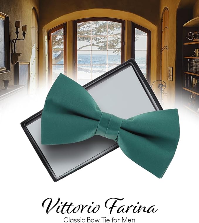 Vittorio Farina Men's Satin Bow Tie in Gift Box - Kelly Green - Bow Tie - Vittorio Farina