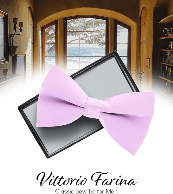 Vittorio Farina Men's Satin Bow Tie in Gift Box - Aqua - Bow Tie - Vittorio Farina