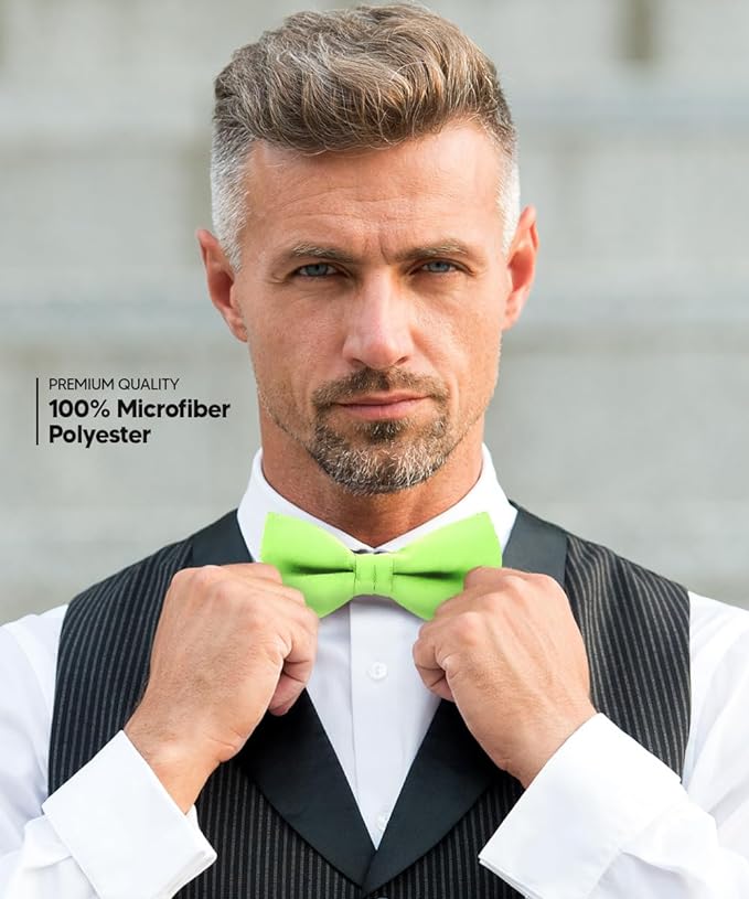 Vittorio Farina Men's Satin Bow Tie in Gift Box - Mint Green - Bow Tie - Vittorio Farina