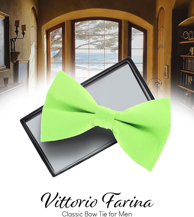Vittorio Farina Men's Satin Bow Tie in Gift Box - Mint Green - Bow Tie - Vittorio Farina