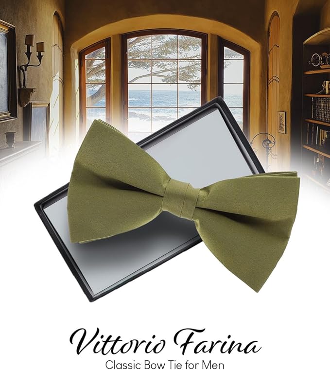 Vittorio Farina Men's Satin Bow Tie in Gift Box - Purple - Bow Tie - Vittorio Farina