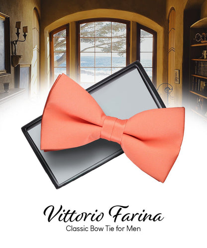 Vittorio Farina Men's Satin Bow Tie in Gift Box - Aqua - Bow Tie - Vittorio Farina