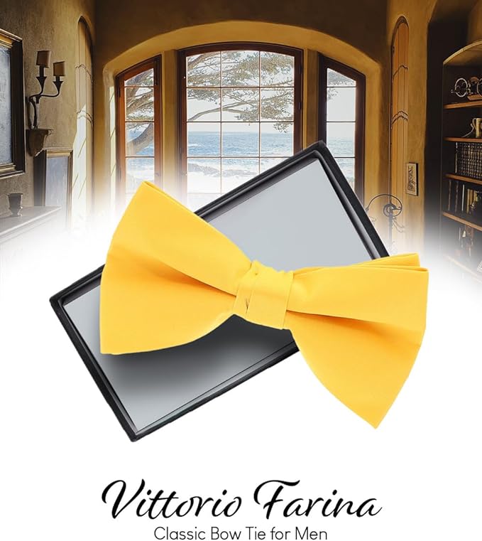 Vittorio Farina Men's Satin Bow Tie in Gift Box - Aqua - Bow Tie - Vittorio Farina
