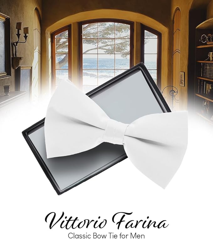 Vittorio Farina Men's Satin Bow Tie in Gift Box - Aqua - Bow Tie - Vittorio Farina