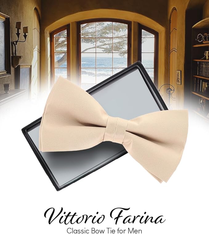 Vittorio Farina Men's Satin Bow Tie in Gift Box - Aqua - Bow Tie - Vittorio Farina