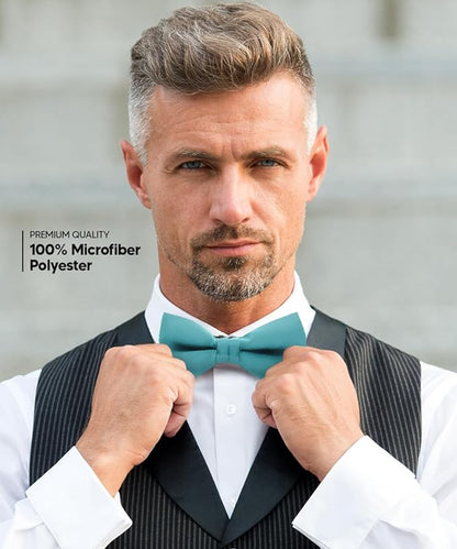 Vittorio Farina Men's Satin Bow Tie in Gift Box - Aqua - Bow Tie - Vittorio Farina