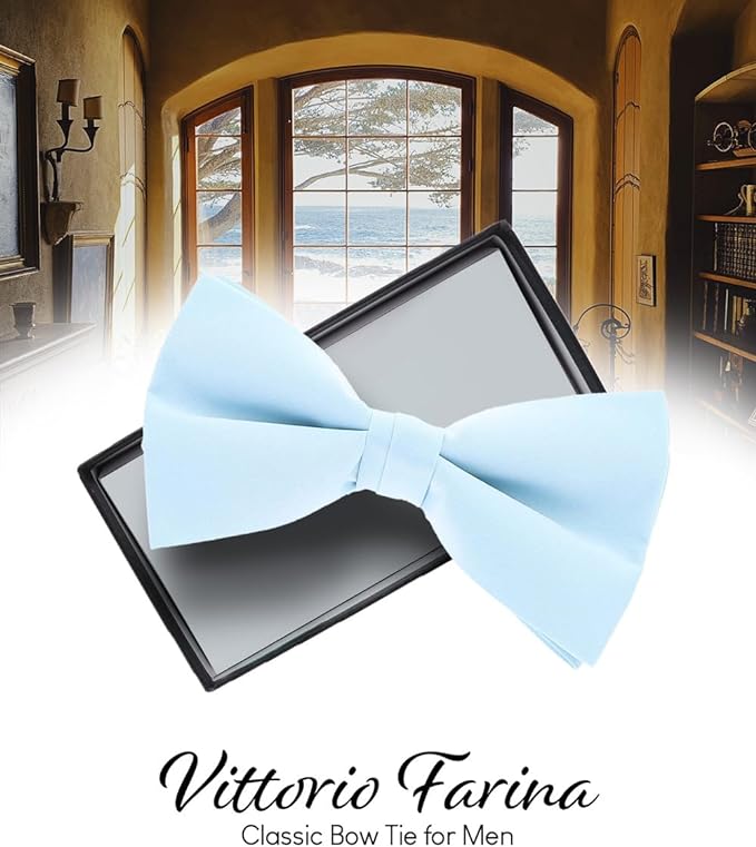 Vittorio Farina Men's Satin Bow Tie in Gift Box - Rose Gold - Bow Tie - Vittorio Farina
