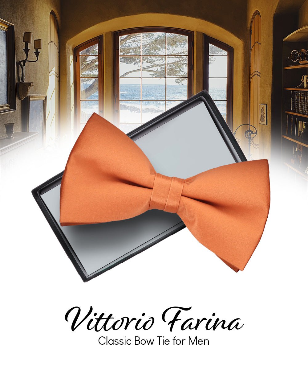 Vittorio Farina Men's Satin Bow Tie in Gift Box - Coral - Bow Tie - Vittorio Farina