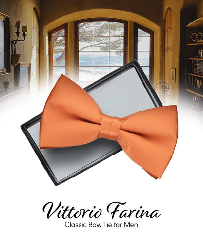 Vittorio Farina Men's Satin Bow Tie in Gift Box - Coral - Bow Tie - Vittorio Farina