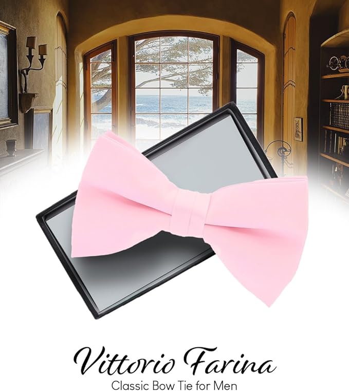 Vittorio Farina Men's Satin Bow Tie in Gift Box - Silver - Bow Tie - Vittorio Farina