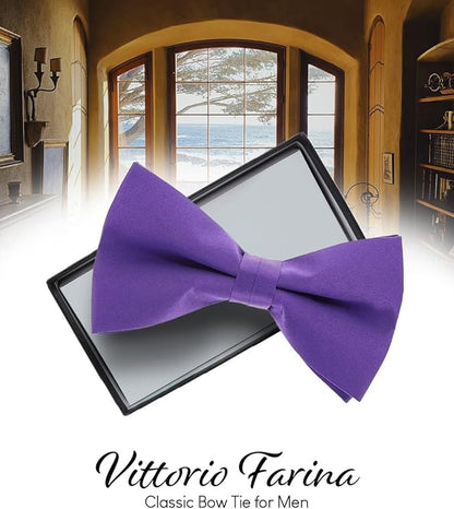 Vittorio Farina Men's Satin Bow Tie in Gift Box - Sky Blue - Bow Tie - Vittorio Farina