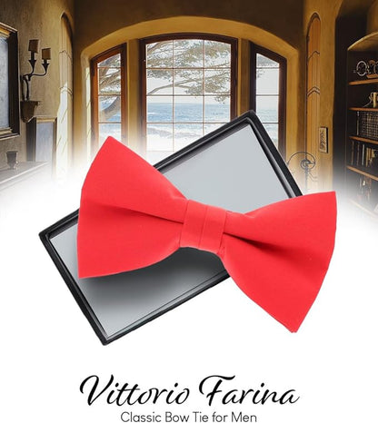 Vittorio Farina Men's Satin Bow Tie in Gift Box - Teal Blue - Bow Tie - Vittorio Farina