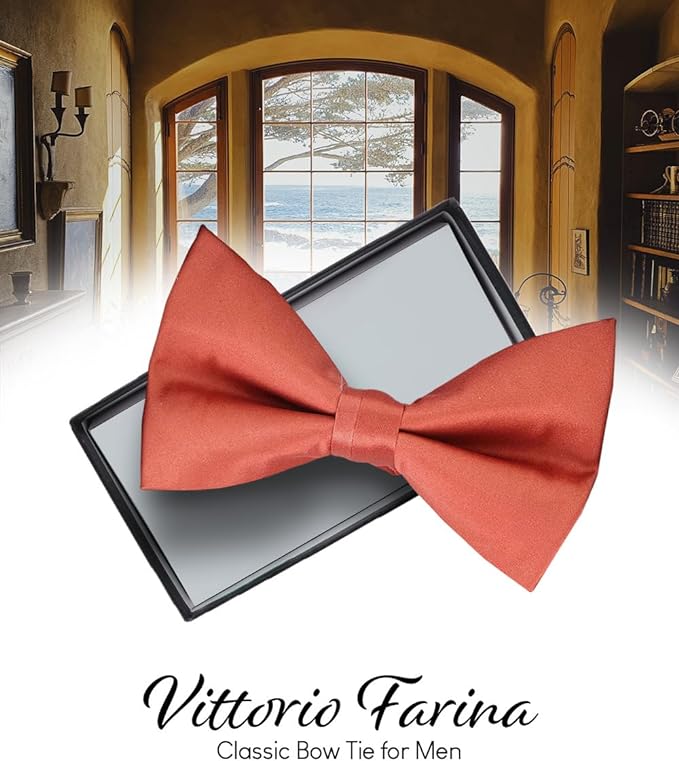 Vittorio Farina Men's Satin Bow Tie in Gift Box - White - Bow Tie - Vittorio Farina