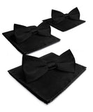 Vittorio Farina Men's Satin Bow Tie & Pocket Square in Gift Box (Multipack) - Black - Bow Tie & Pocket Square - Vittorio Farina