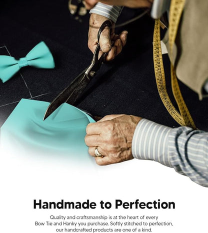 Vittorio Farina Men's Satin Bow Tie & Pocket Square in Gift Box - Aqua - Bow Tie & Pocket Square - Vittorio Farina