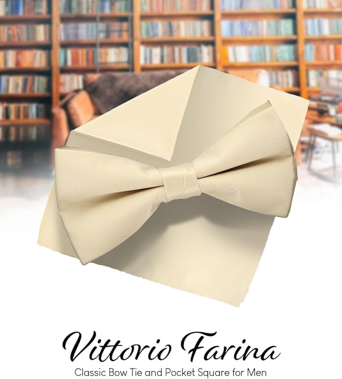 Vittorio Farina Men's Satin Bow Tie & Pocket Square in Gift Box - Aqua - Bow Tie & Pocket Square - Vittorio Farina