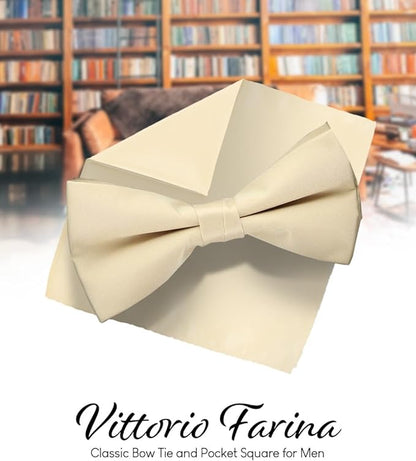 Vittorio Farina Men's Satin Bow Tie & Pocket Square in Gift Box - Aqua - Bow Tie & Pocket Square - Vittorio Farina