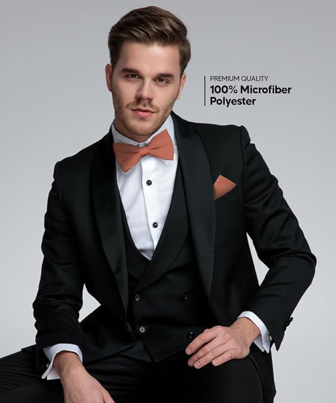 Vittorio Farina Men's Satin Bow Tie & Pocket Square in Gift Box - Blush - Bow Tie & Pocket Square - Vittorio Farina