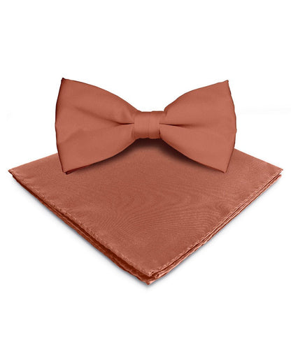 Vittorio Farina Men's Satin Bow Tie & Pocket Square in Gift Box - Blush - Bow Tie & Pocket Square - Vittorio Farina