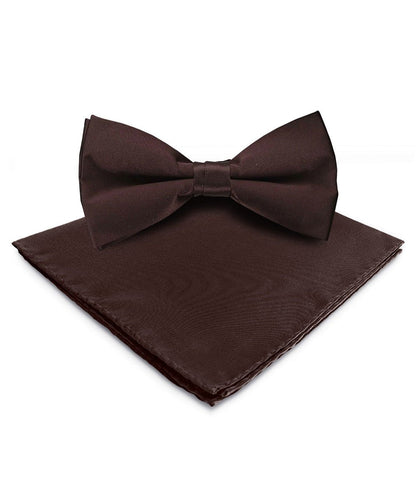 Vittorio Farina Men's Satin Bow Tie & Pocket Square in Gift Box - Brown - Bow Tie & Pocket Square - Vittorio Farina