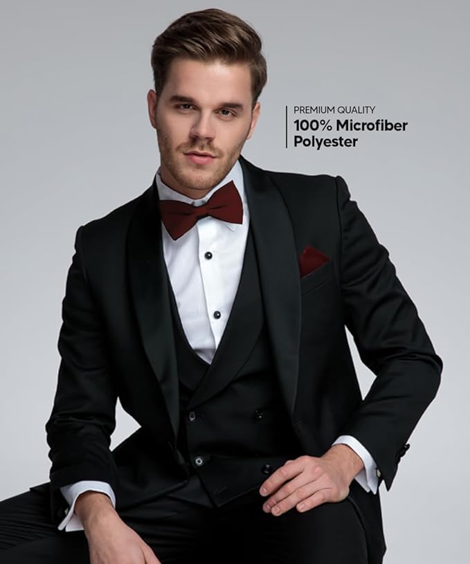 Vittorio Farina Men's Satin Bow Tie & Pocket Square in Gift Box - Blush - Bow Tie & Pocket Square - Vittorio Farina