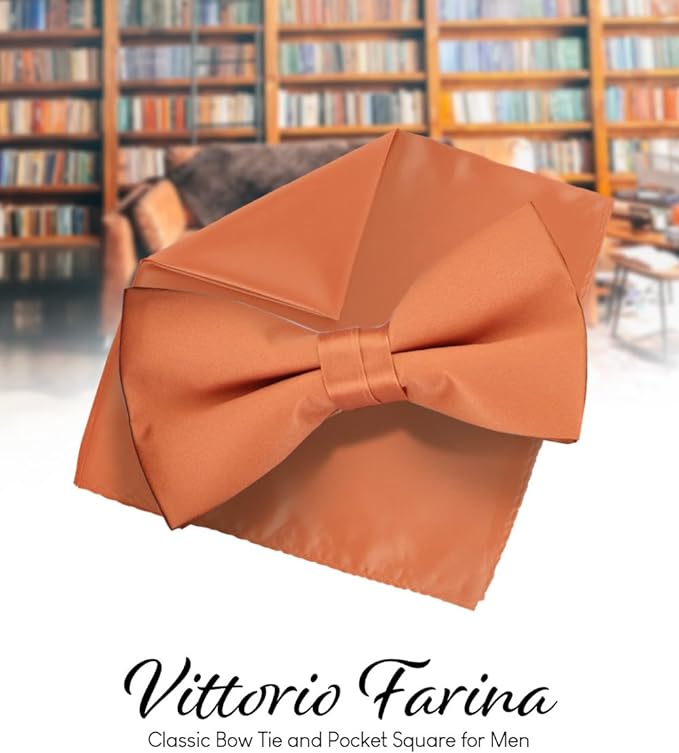 Vittorio Farina Men's Satin Bow Tie & Pocket Square in Gift Box - Burgundy - Bow Tie & Pocket Square - Vittorio Farina