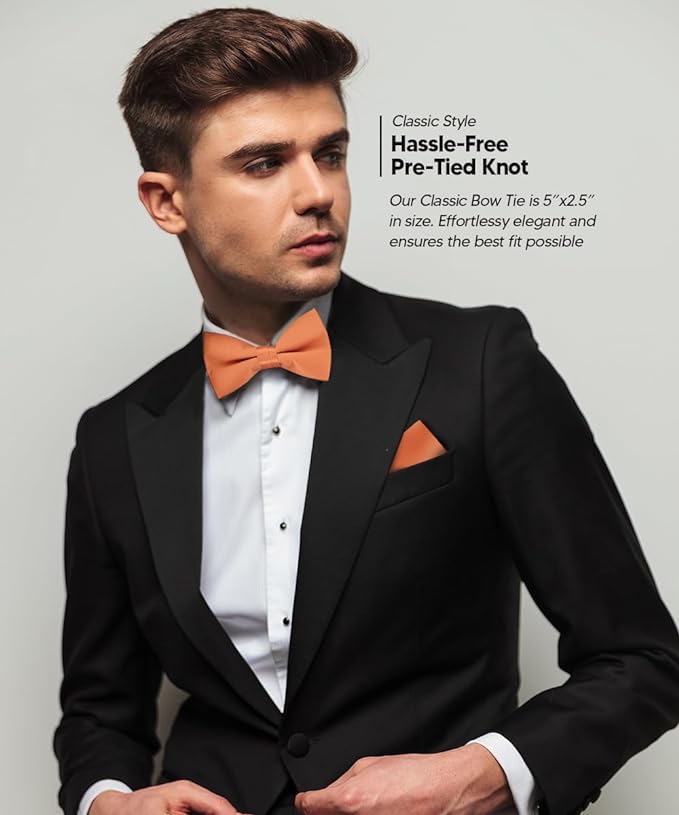Vittorio Farina Men's Satin Bow Tie & Pocket Square in Gift Box - Burgundy - Bow Tie & Pocket Square - Vittorio Farina