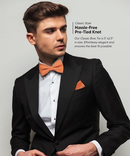 Vittorio Farina Men's Satin Bow Tie & Pocket Square in Gift Box - Burgundy - Bow Tie & Pocket Square - Vittorio Farina