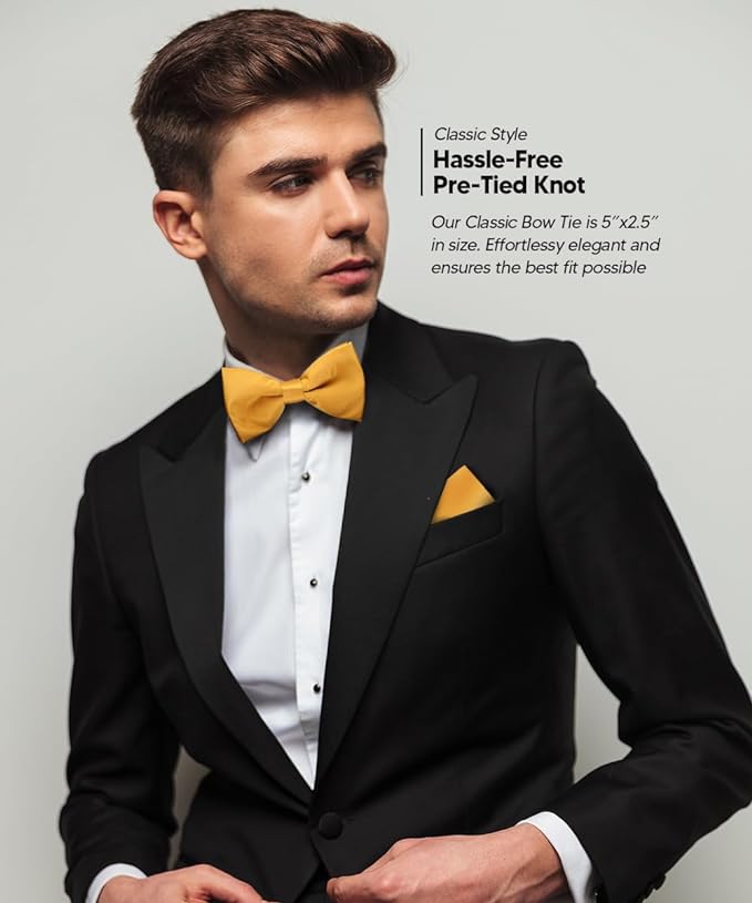 Vittorio Farina Men's Satin Bow Tie & Pocket Square in Gift Box - Charcoal - Bow Tie & Pocket Square - Vittorio Farina