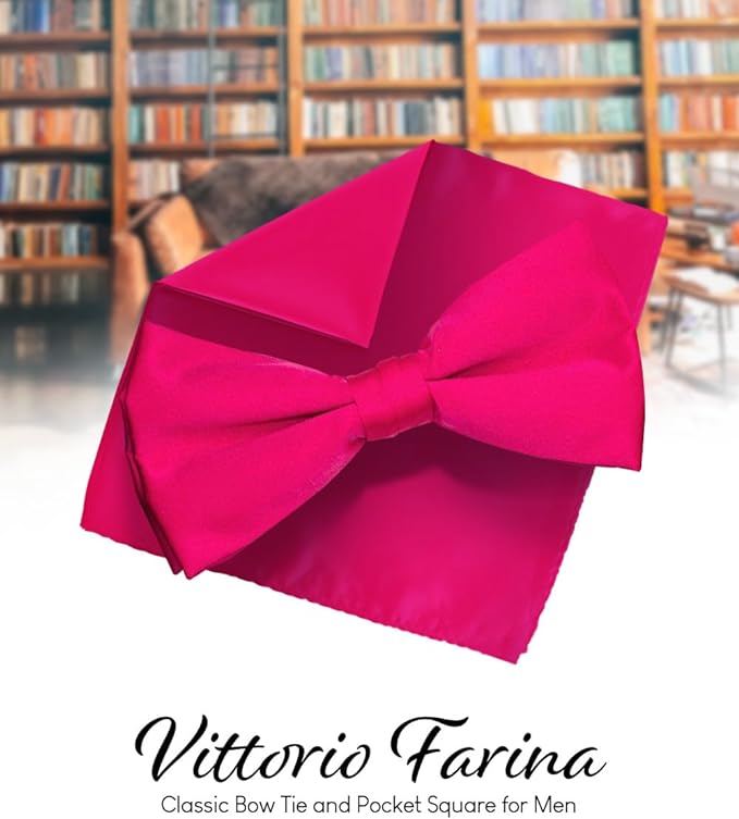 Vittorio Farina Men's Satin Bow Tie & Pocket Square in Gift Box - Charcoal - Bow Tie & Pocket Square - Vittorio Farina