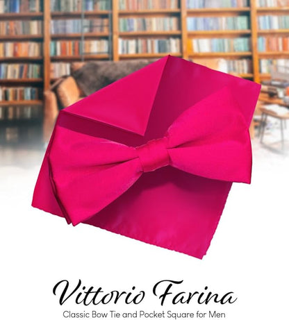Vittorio Farina Men's Satin Bow Tie & Pocket Square in Gift Box - Charcoal - Bow Tie & Pocket Square - Vittorio Farina