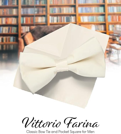 Vittorio Farina Men's Satin Bow Tie & Pocket Square in Gift Box - Hunter Green - Bow Tie & Pocket Square - Vittorio Farina
