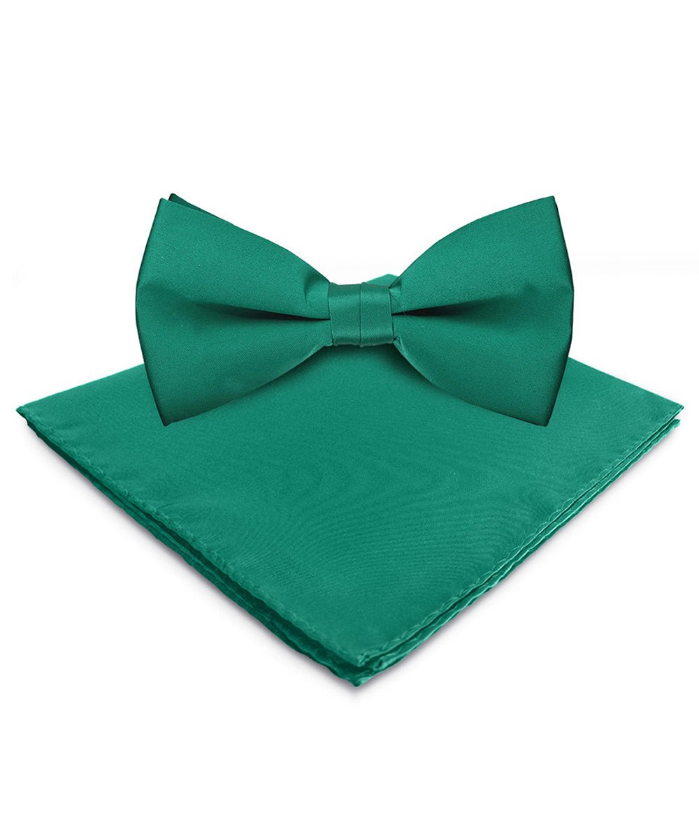 Vittorio Farina Men's Satin Bow Tie & Pocket Square in Gift Box - Kelly Green - Bow Tie & Pocket Square - Vittorio Farina