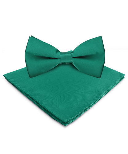 Vittorio Farina Men's Satin Bow Tie & Pocket Square in Gift Box - Kelly Green - Bow Tie & Pocket Square - Vittorio Farina