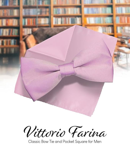 Vittorio Farina Men's Satin Bow Tie & Pocket Square in Gift Box - Ivory - Bow Tie & Pocket Square - Vittorio Farina