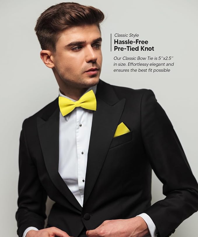 Vittorio Farina Men's Satin Bow Tie & Pocket Square in Gift Box - Ivory - Bow Tie & Pocket Square - Vittorio Farina