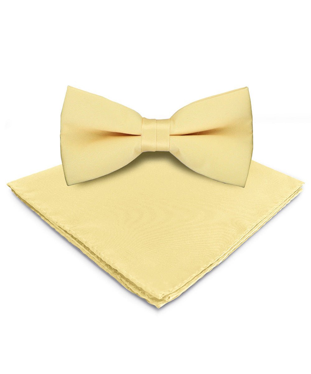 Vittorio Farina Men's Satin Bow Tie & Pocket Square in Gift Box - Maize - Bow Tie & Pocket Square - Vittorio Farina