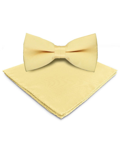 Vittorio Farina Men's Satin Bow Tie & Pocket Square in Gift Box - Maize - Bow Tie & Pocket Square - Vittorio Farina