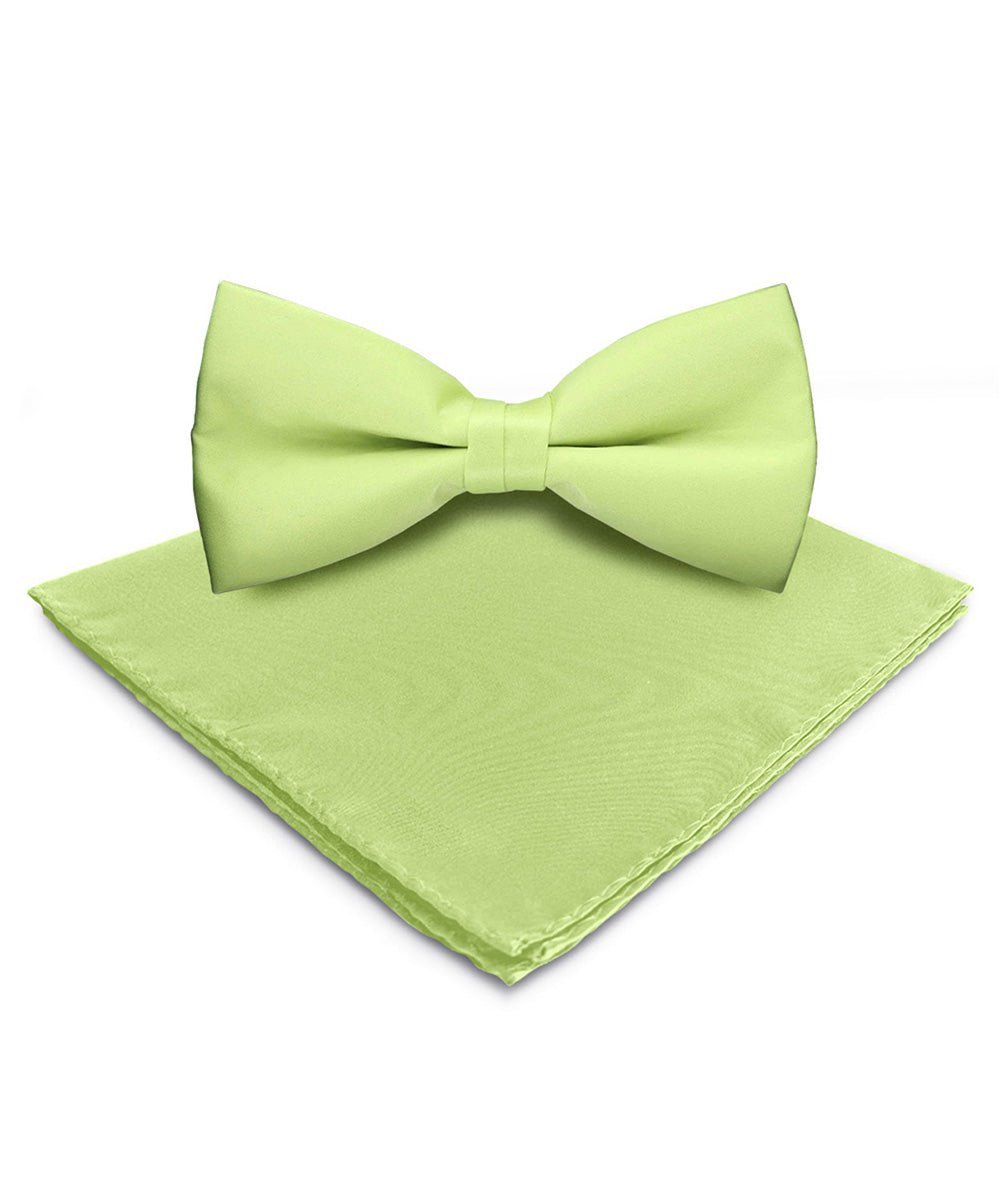 Vittorio Farina Men's Satin Bow Tie & Pocket Square in Gift Box - Mint Green - Bow Tie & Pocket Square - Vittorio Farina