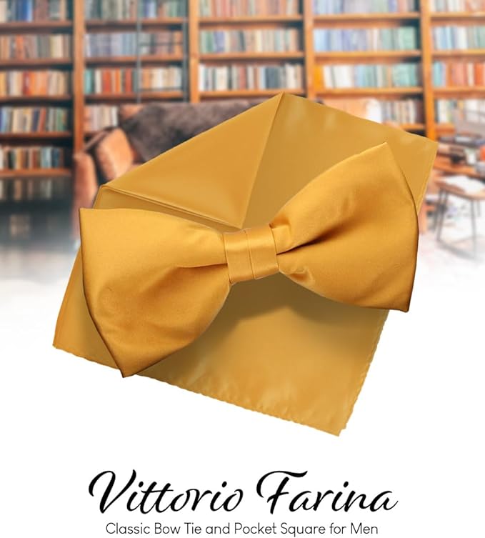 Vittorio Farina Men's Satin Bow Tie & Pocket Square in Gift Box - Mint Green - Bow Tie & Pocket Square - Vittorio Farina
