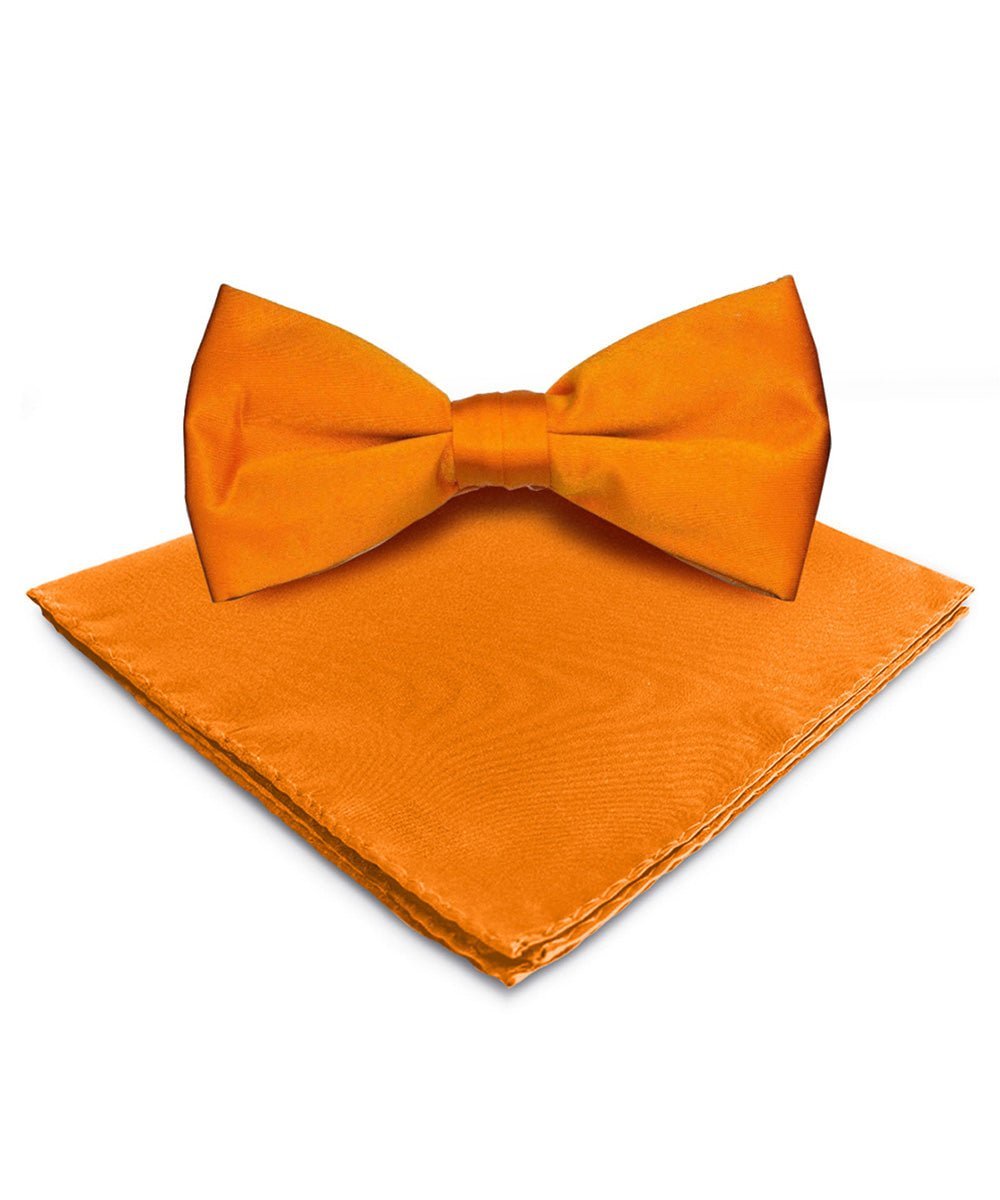 Vittorio Farina Men's Satin Bow Tie & Pocket Square in Gift Box - Orange - Bow Tie & Pocket Square - Vittorio Farina