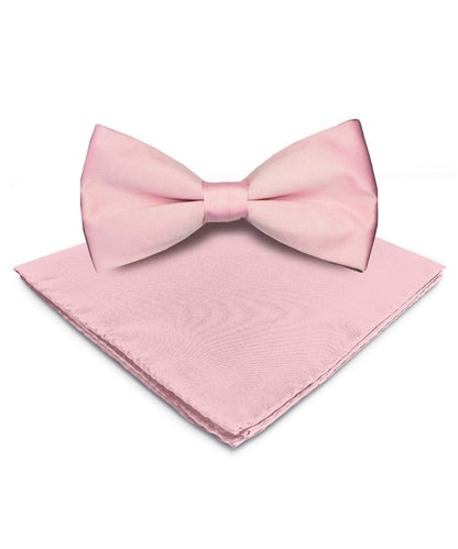 Vittorio Farina Men's Satin Bow Tie & Pocket Square in Gift Box - Pink - Bow Tie & Pocket Square - Vittorio Farina