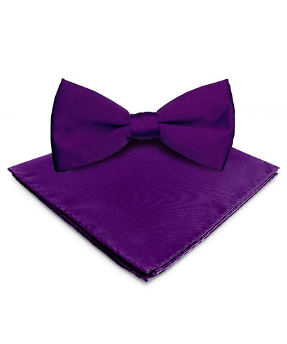 Vittorio Farina Men's Satin Bow Tie & Pocket Square in Gift Box - Purple - Bow Tie & Pocket Square - Vittorio Farina