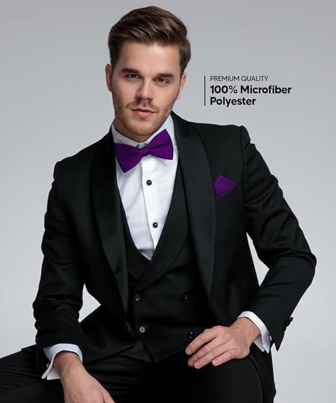 Vittorio Farina Men's Satin Bow Tie & Pocket Square in Gift Box - Red - Bow Tie & Pocket Square - Vittorio Farina
