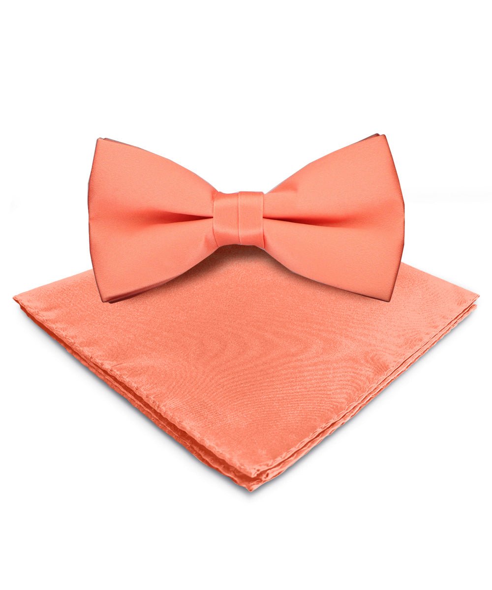 Vittorio Farina Men's Satin Bow Tie & Pocket Square in Gift Box - Rose Gold - Bow Tie & Pocket Square - Vittorio Farina