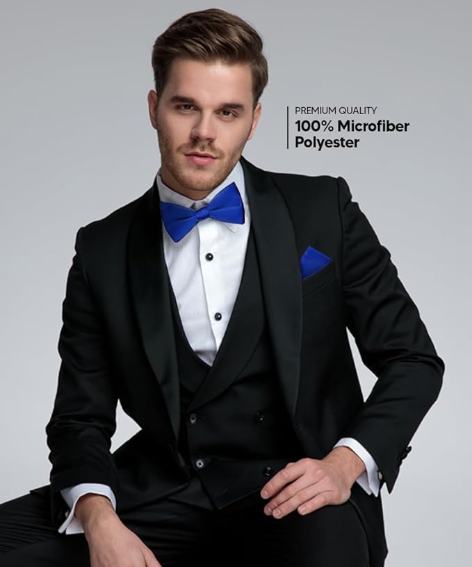 Vittorio Farina Men's Satin Bow Tie & Pocket Square in Gift Box - Red - Bow Tie & Pocket Square - Vittorio Farina