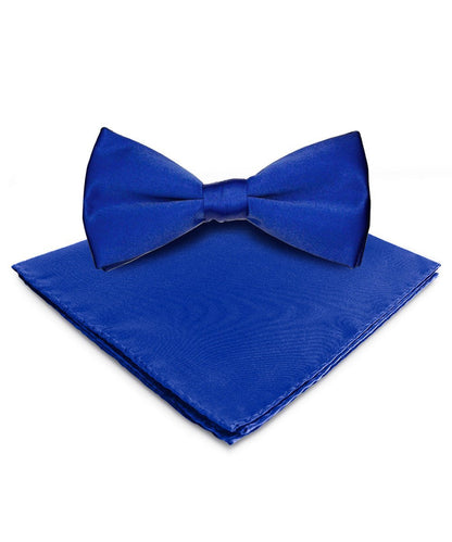 Vittorio Farina Men's Satin Bow Tie & Pocket Square in Gift Box - Royal Blue - Bow Tie & Pocket Square - Vittorio Farina