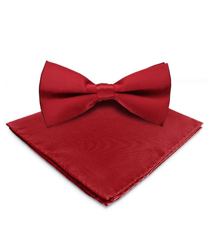 Vittorio Farina Men's Satin Bow Tie & Pocket Square in Gift Box - Wine - Bow Tie & Pocket Square - Vittorio Farina